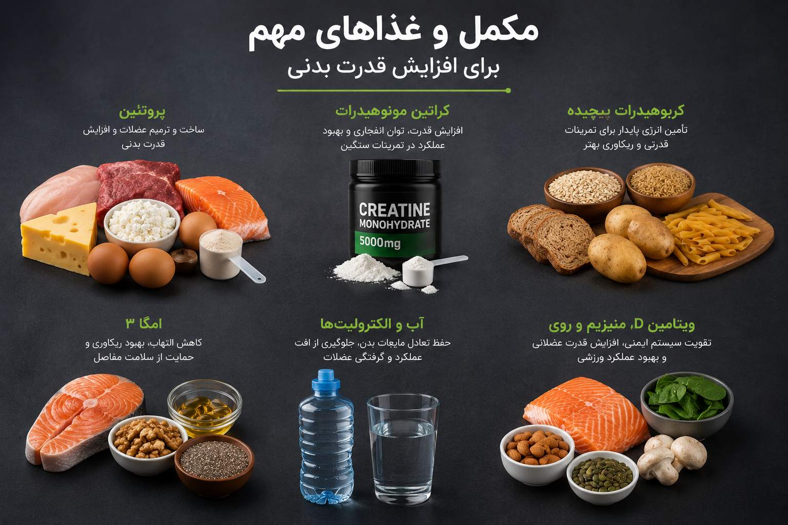 مکمل و غذاهای مهم برای افزایش قدرت بدنی