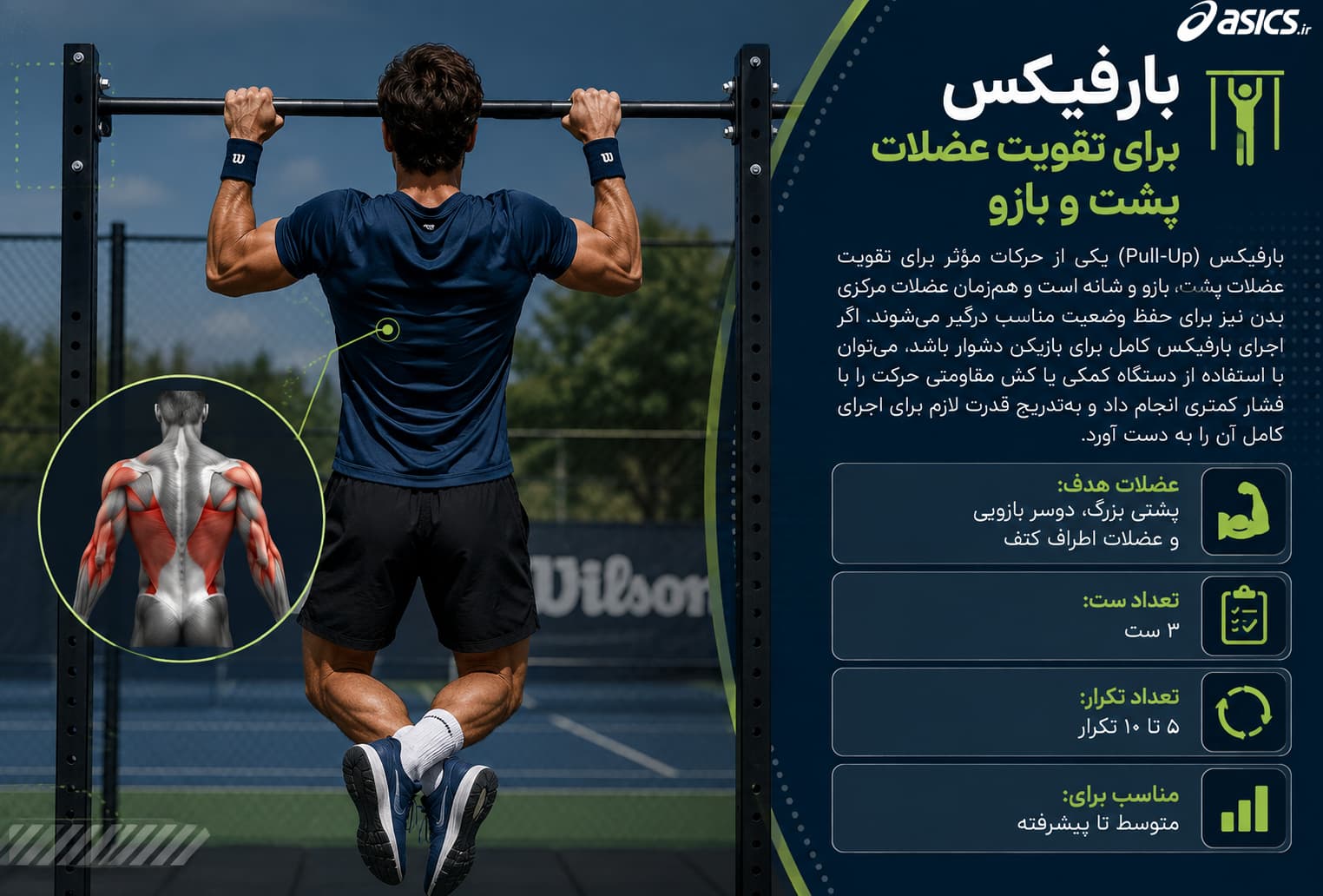 بارفیکس برای تقویت عضلات پشت و بازو