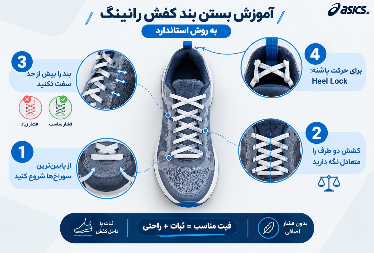آموزش بستن بند کفش رانینگ به روش استاندارد